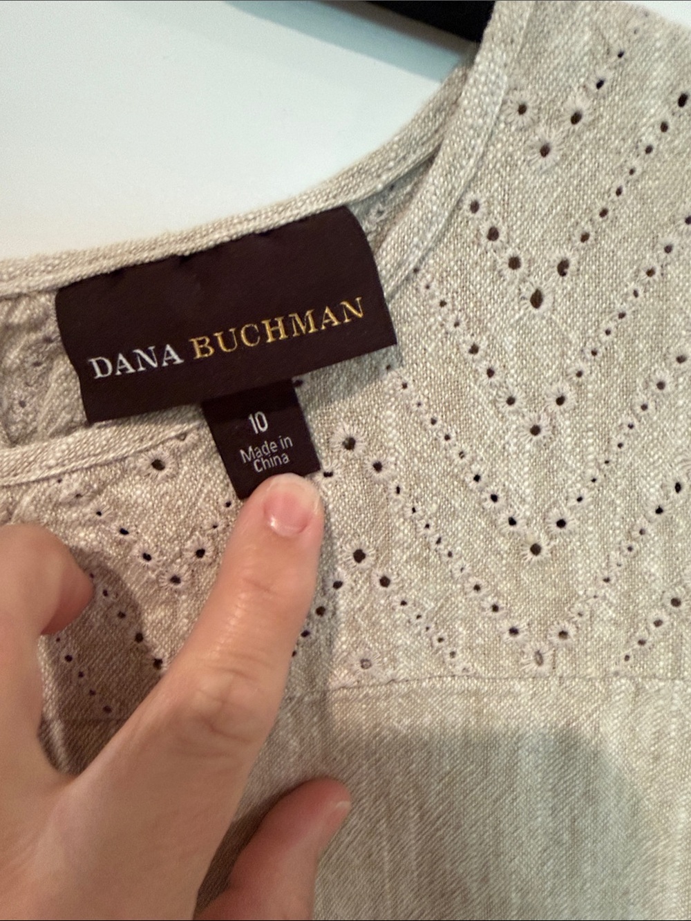 Dana Buchman Beige Eyelet Shift Dress - Picture 2 of 6